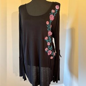Kim Rogers Flowered Accent Knit Top -New